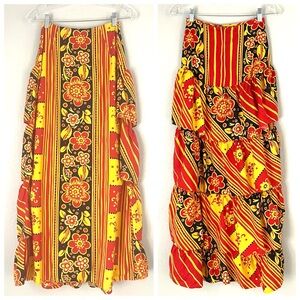 Vintage Elon of California by Monika Floral Ruffled Maxi Skirt 24” Waist XXS/XS